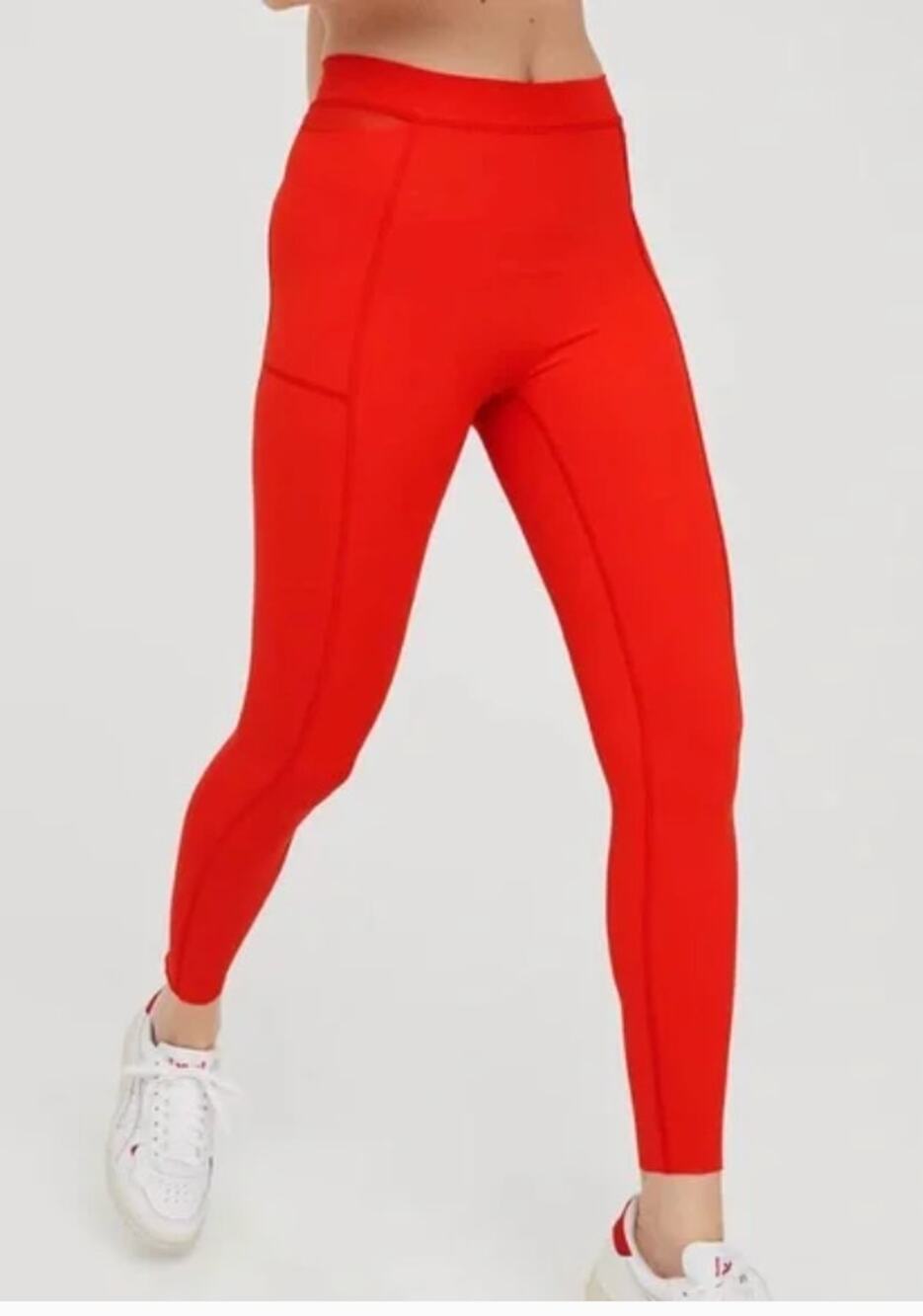 Aerie OFFLINE GOALS 7/8 Leggings in Bright Orange sz XXL